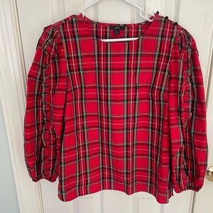 J. Crew Red Plaid Blouse
